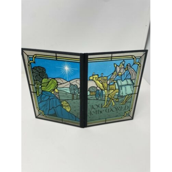 Other - Vtg Joy to the‎ World Christmas Yorkcraft Stained Glass 10x7 Seriglass Holiday